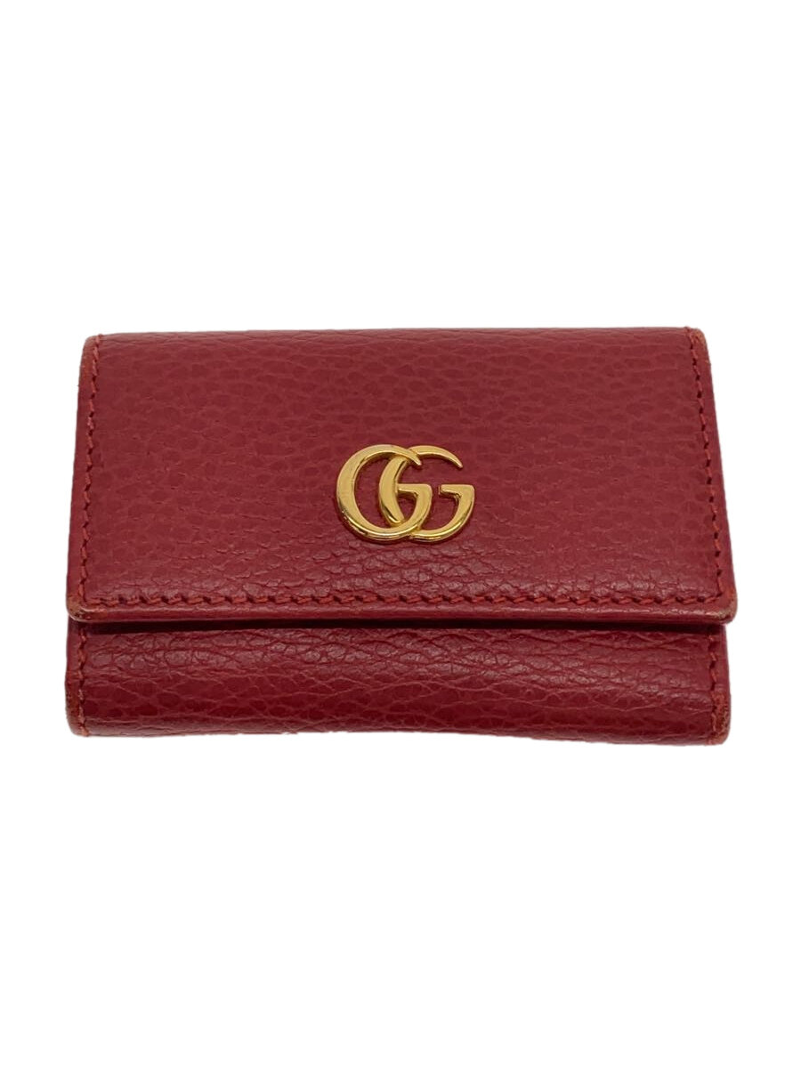 【中古】GUCCI◆6連/GGマーモント プチ/キーケース/レザー/RED/無地/レディース【服飾雑貨他】