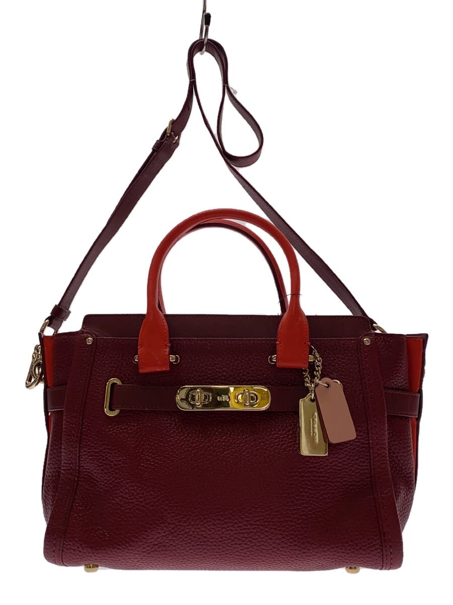 COACH - 【中古】COACH◆ハンドバッグ_コンビレザー/レザー/スワッガー/ショルダーストラップ【バッグ】