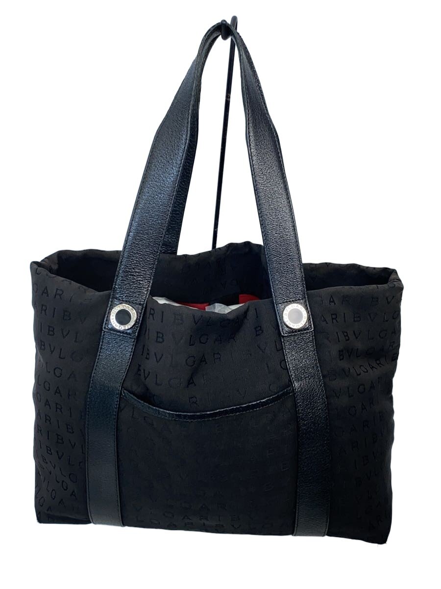 【中古】BVLGARI◆トートバッグ/キャンバス/BLK/総柄/ヤケ有【バッグ】