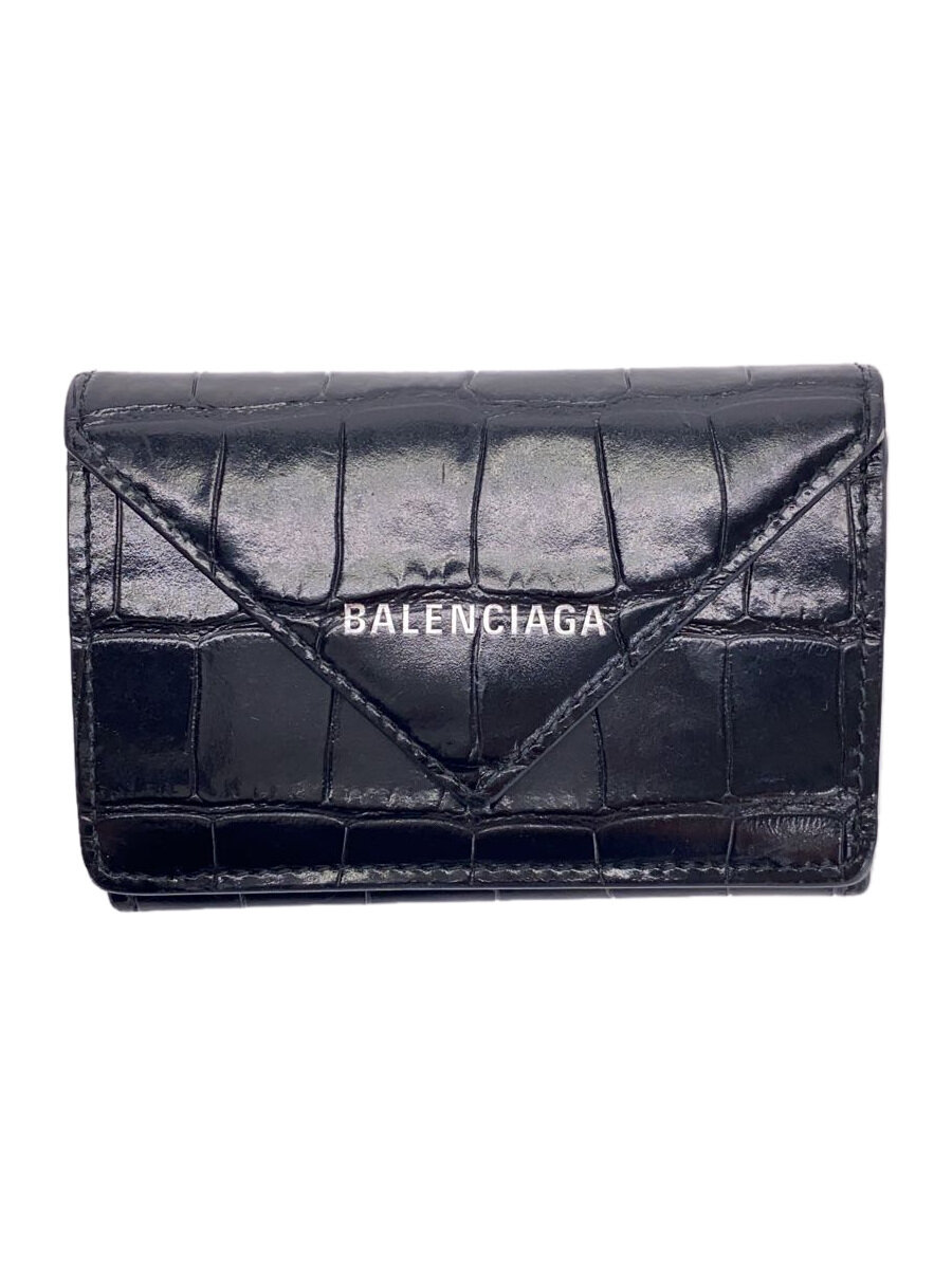 【中古】BALENCIAGA◆3つ折り財布/レザー/BLK/レディース【服飾雑貨他】