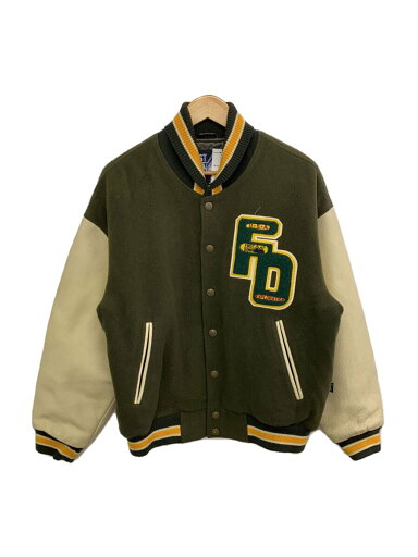 【中古】FIRST DOWN◆スタジャン/M/ウール/KHK/FD-74261/袖レザー/アーチロゴ【メンズウェア】 【中古】FIRST DOWN◆スタジャン/M/ウール/KHK/FD-74261/袖レザー/アーチロゴ【メンズウェア】