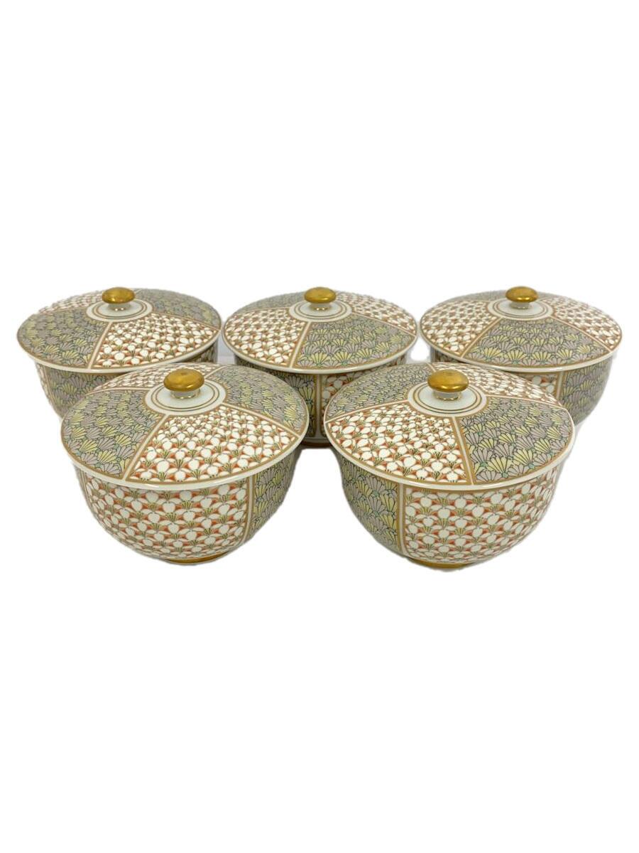 【中古】深川製磁◆梅菊地紋/汲出椀揃/湯呑/5点セット【キッチン用品】