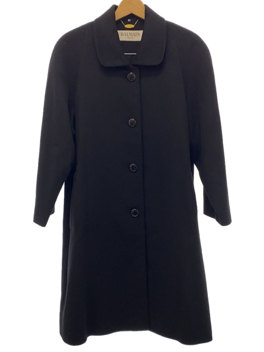 【中古】BALMAIN◆コート/11/カシミア/BLK/無地/J-GF-0103【レディースウェア】