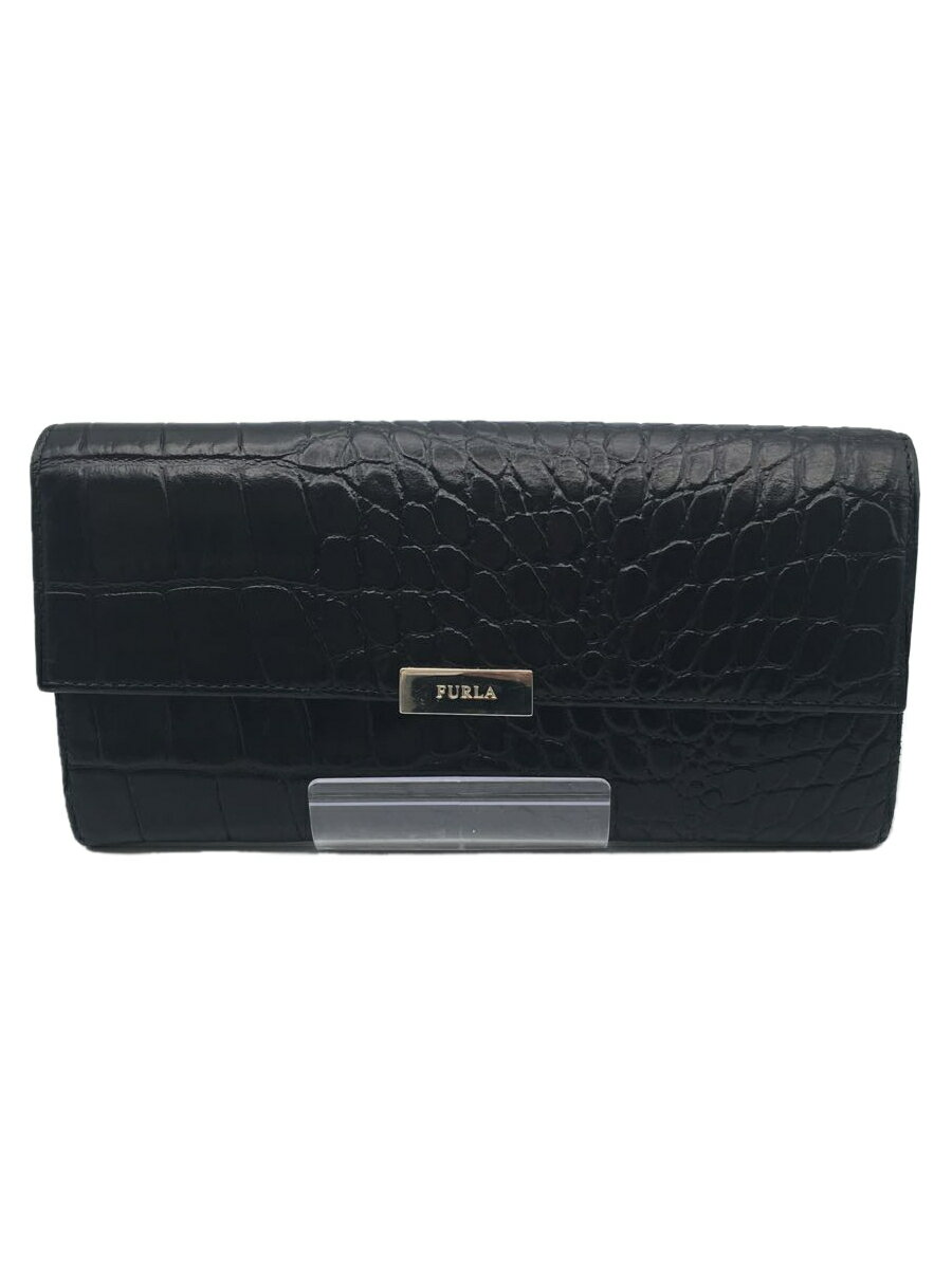 【中古】FURLA◆長財布/--/BLK/レディ