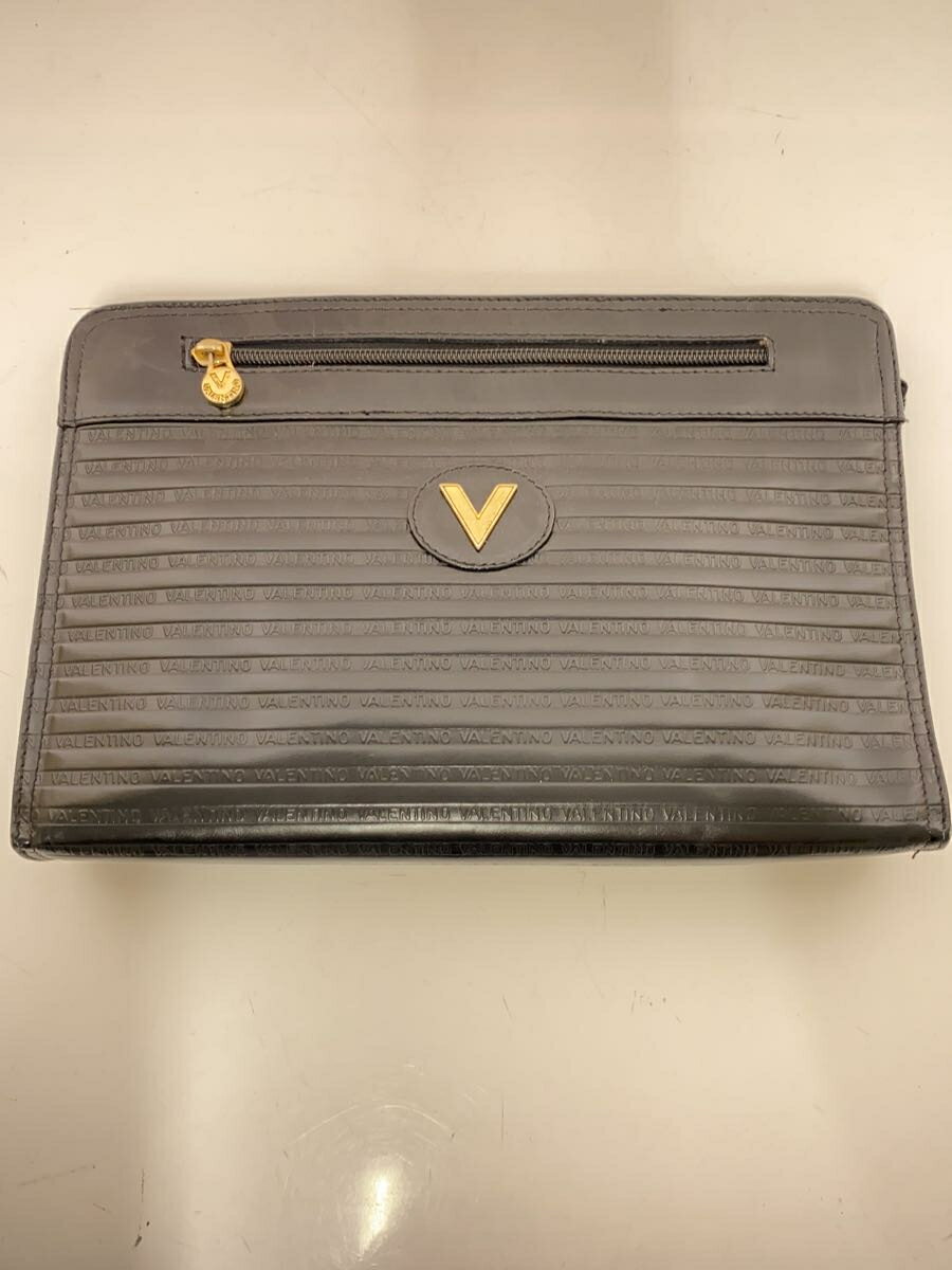 【中古】MARIO VALENTINO◆セカンドバッグ/レザー/ブラック【バッグ】