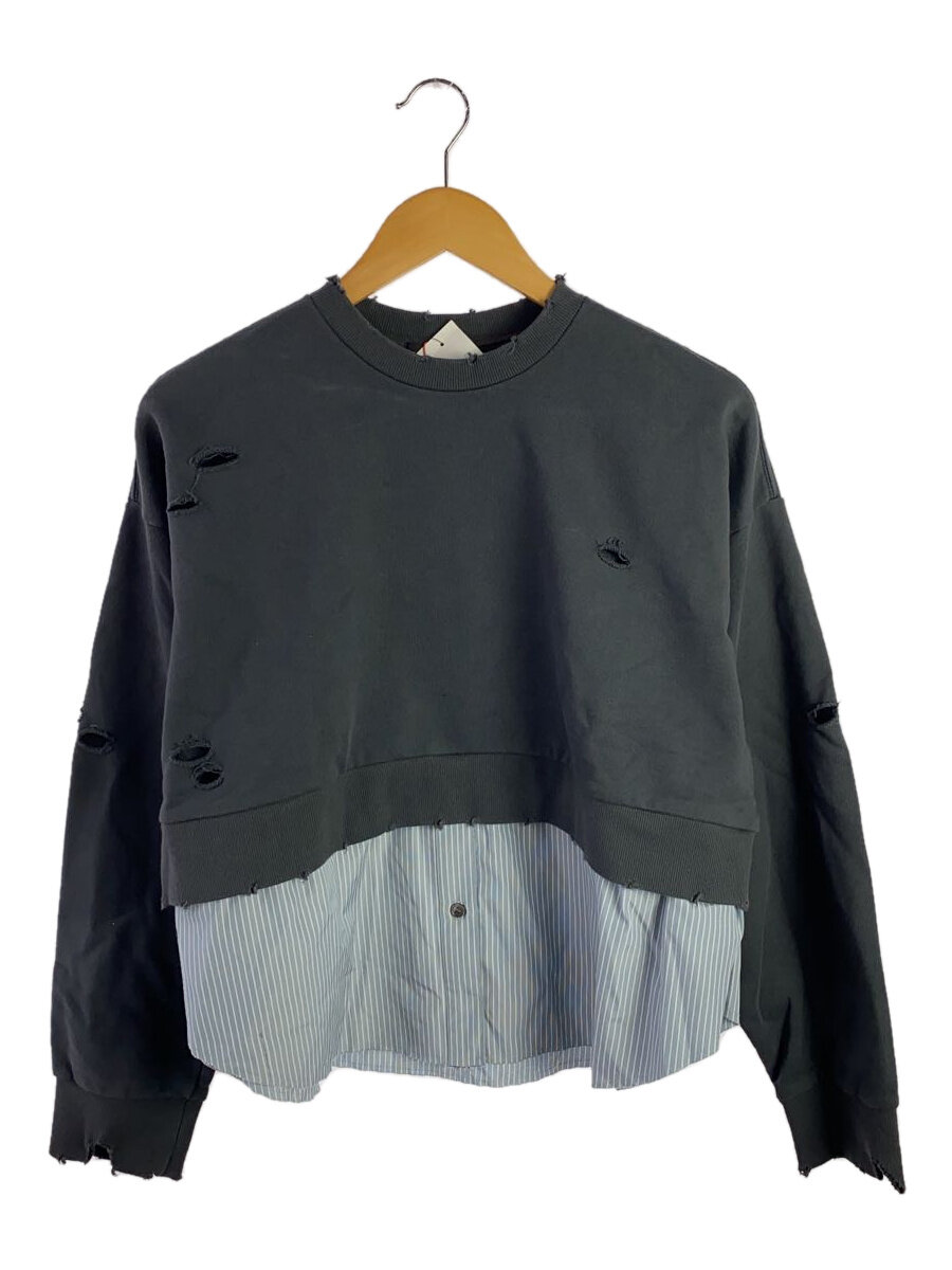 MAISON SPECIAL◆Shirt Layered Crush Processing Sweatshirt/FREE/コットン/GRY