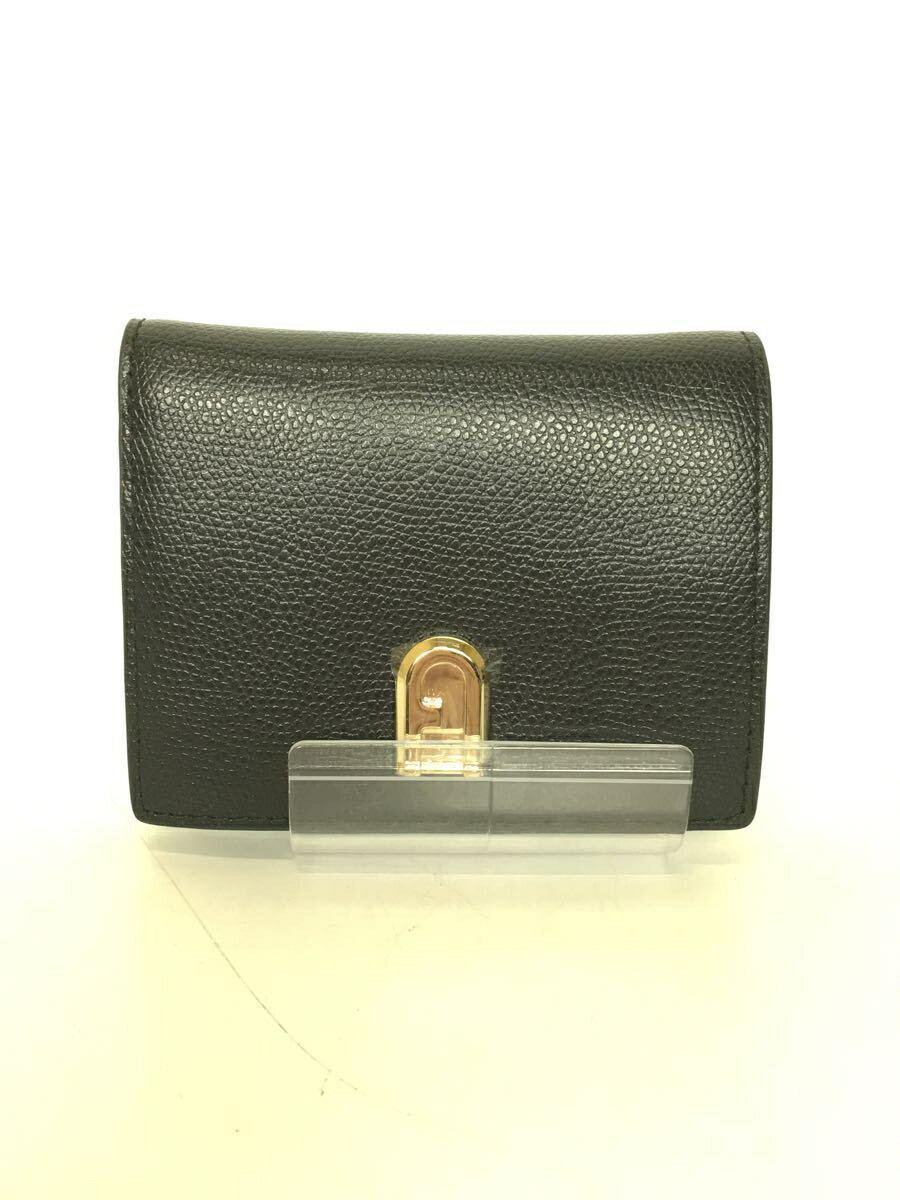 【中古】FURLA◆2つ折り財布/--/BLK/レ