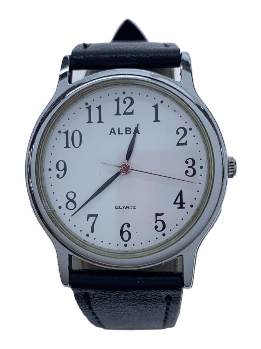 【中古】ALBA◆クォーツ腕時計/アナログ/ステンレス/WHT/BLK/SS/Y121-K005//【服飾雑貨他】
