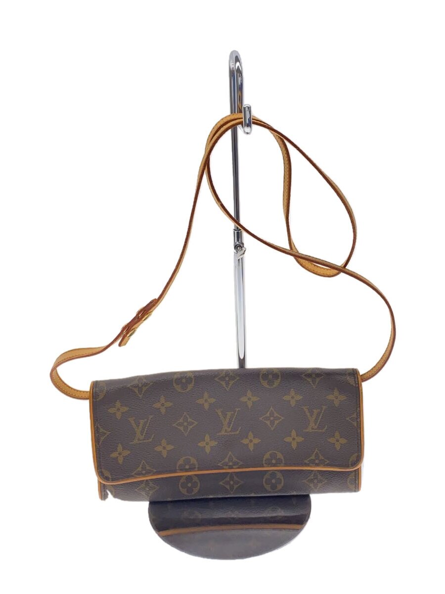 【中古】LOUIS VUITTON◆ポシェット・ツインGM_モノグラム・キャンバス_BRW/PVC/BRW//【バッグ】