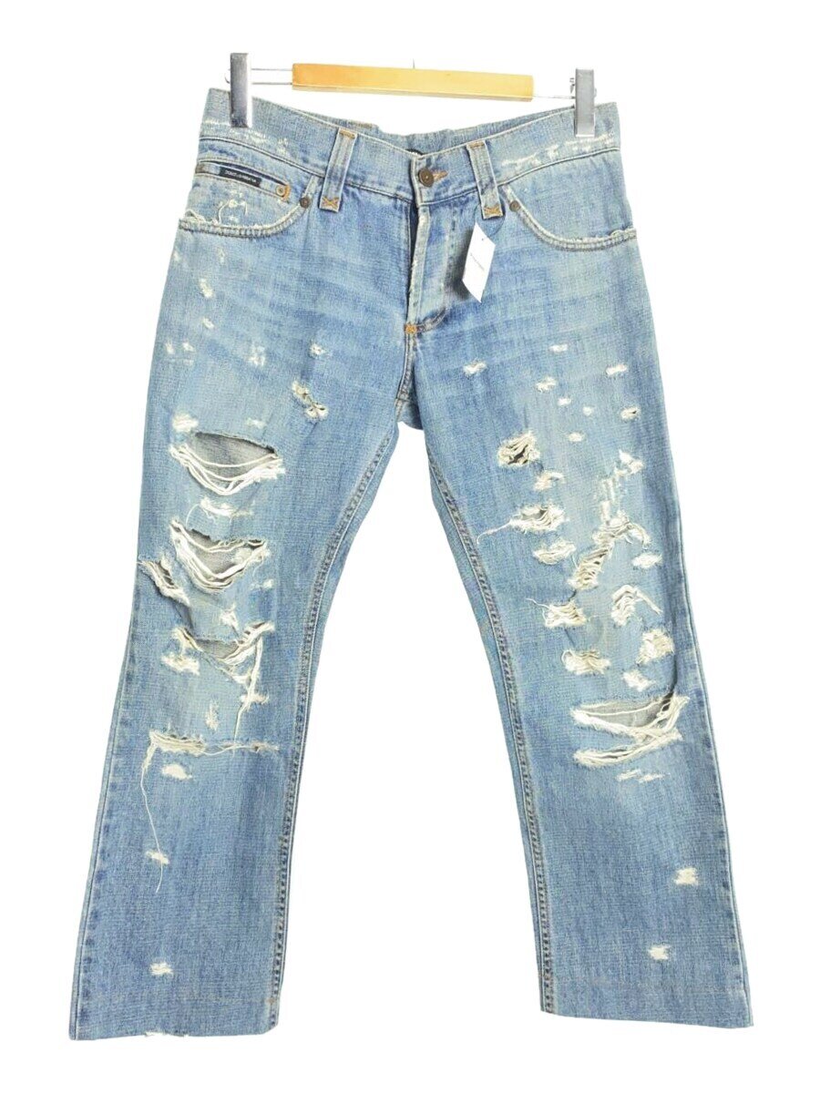 【中古】DOLCE&GABBANA◆Ripped Denim クラッシュデニム ストレートパンツ/48/デニム/IDG/ZDP72-818N【メンズウェア】
