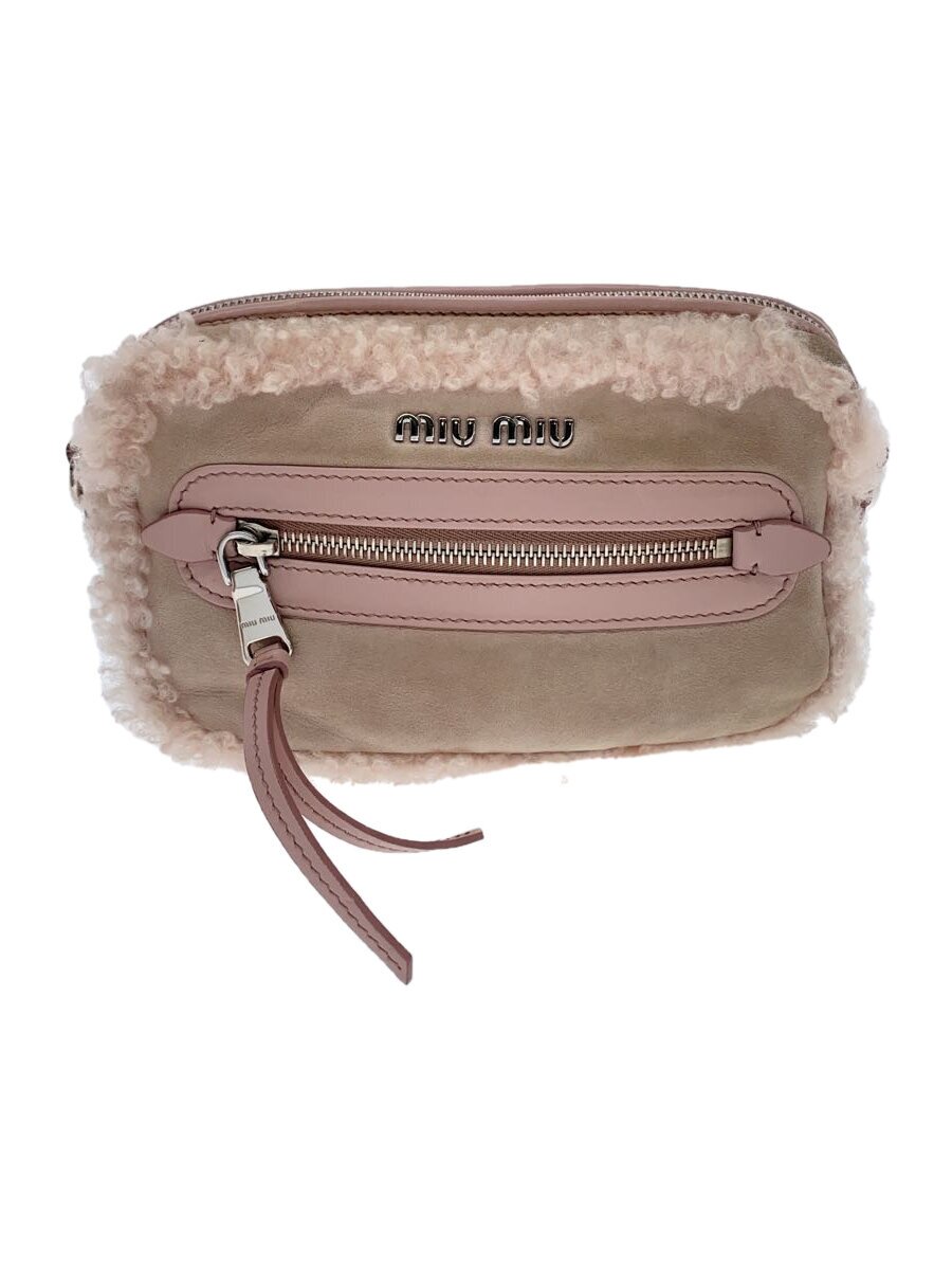 Miumiu - 【中古】MIU MIU◆ショルダーバッグ/スウェード/PNK/無地/5BH118【バッグ】