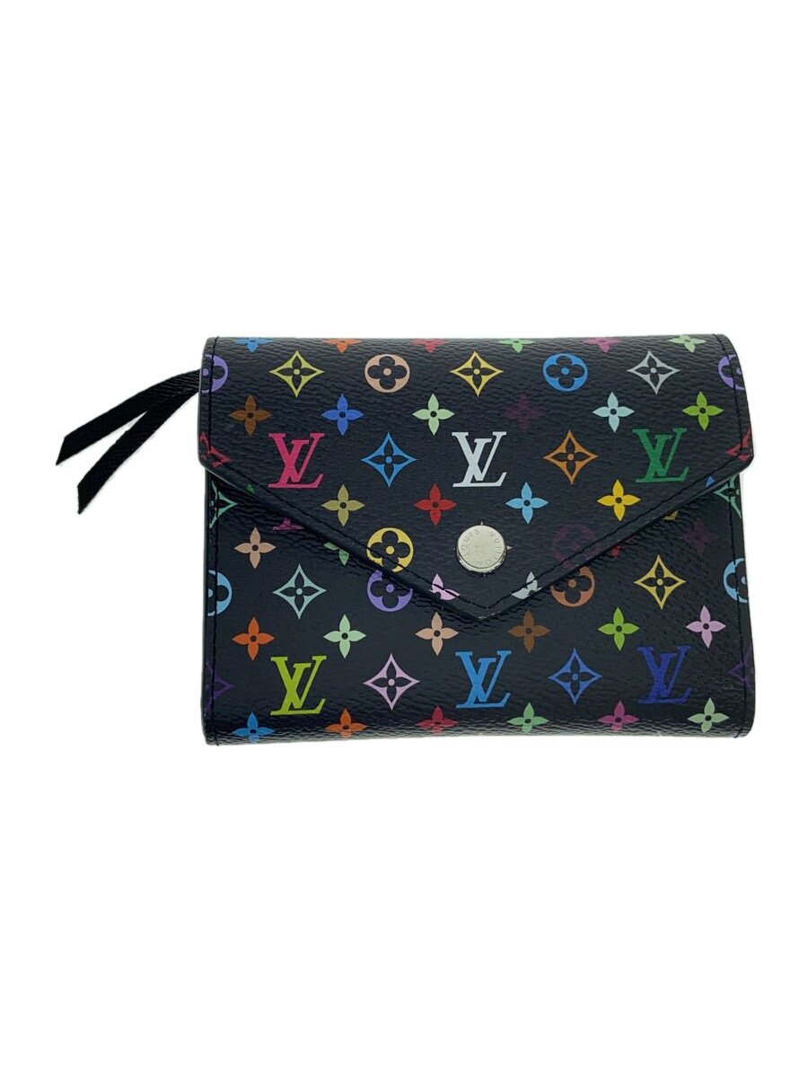 Rakuten - 【中古】LOUIS VUITTON◆村上隆/2つ折り財布/レザー/BLK/総柄/レディース/M14163【服飾雑貨他】