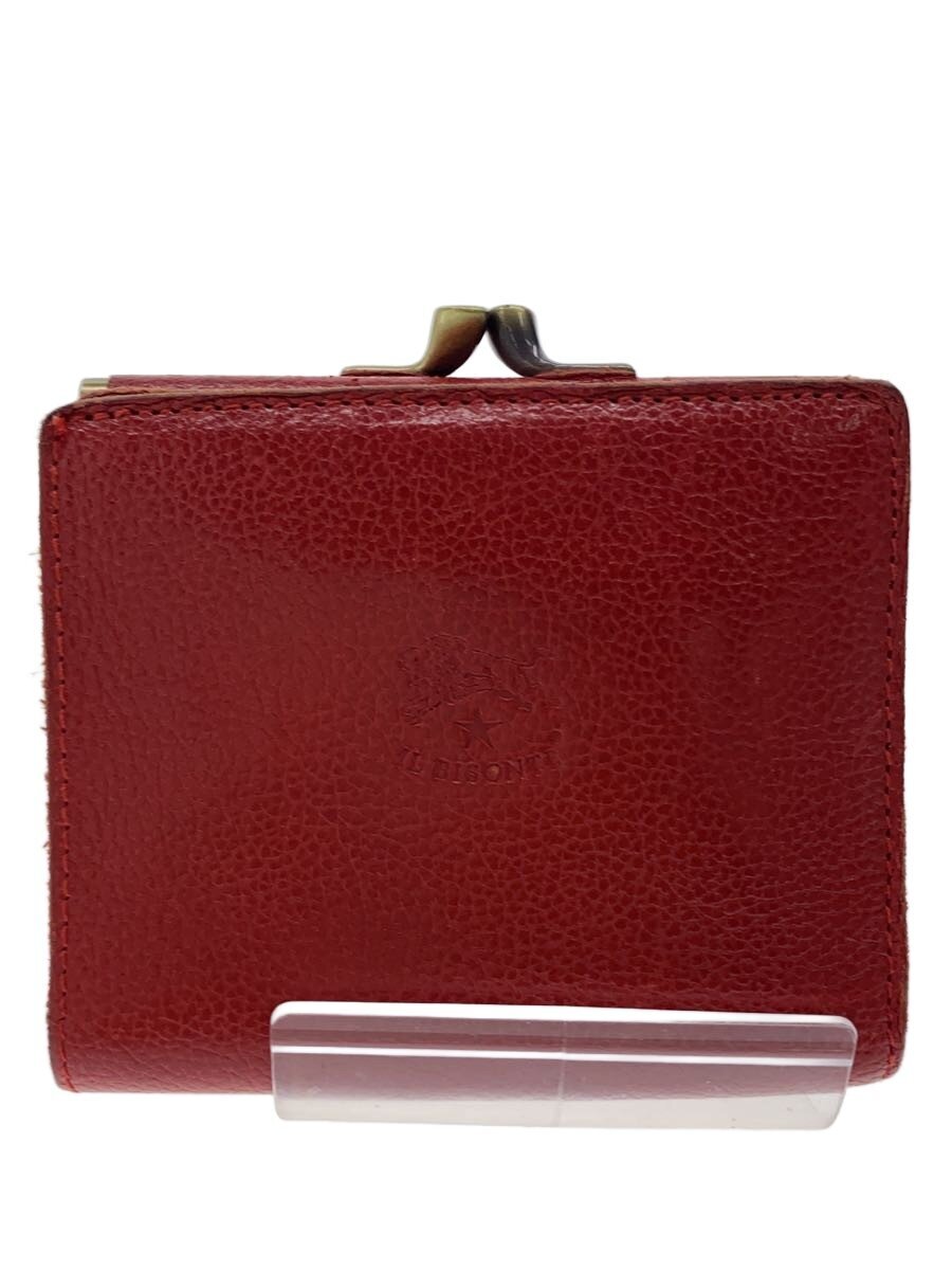 【中古】IL BISONTE◆3つ折り財布/牛革/RED/無地/レディース/SMW155PVX004【服飾雑貨他】