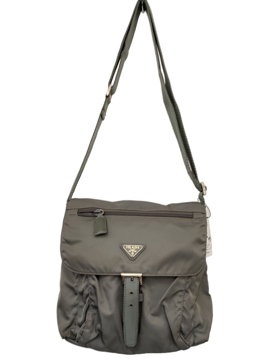 【中古】PRADA◆ショルダーバッグ/ナイロン/KHK【バッグ】