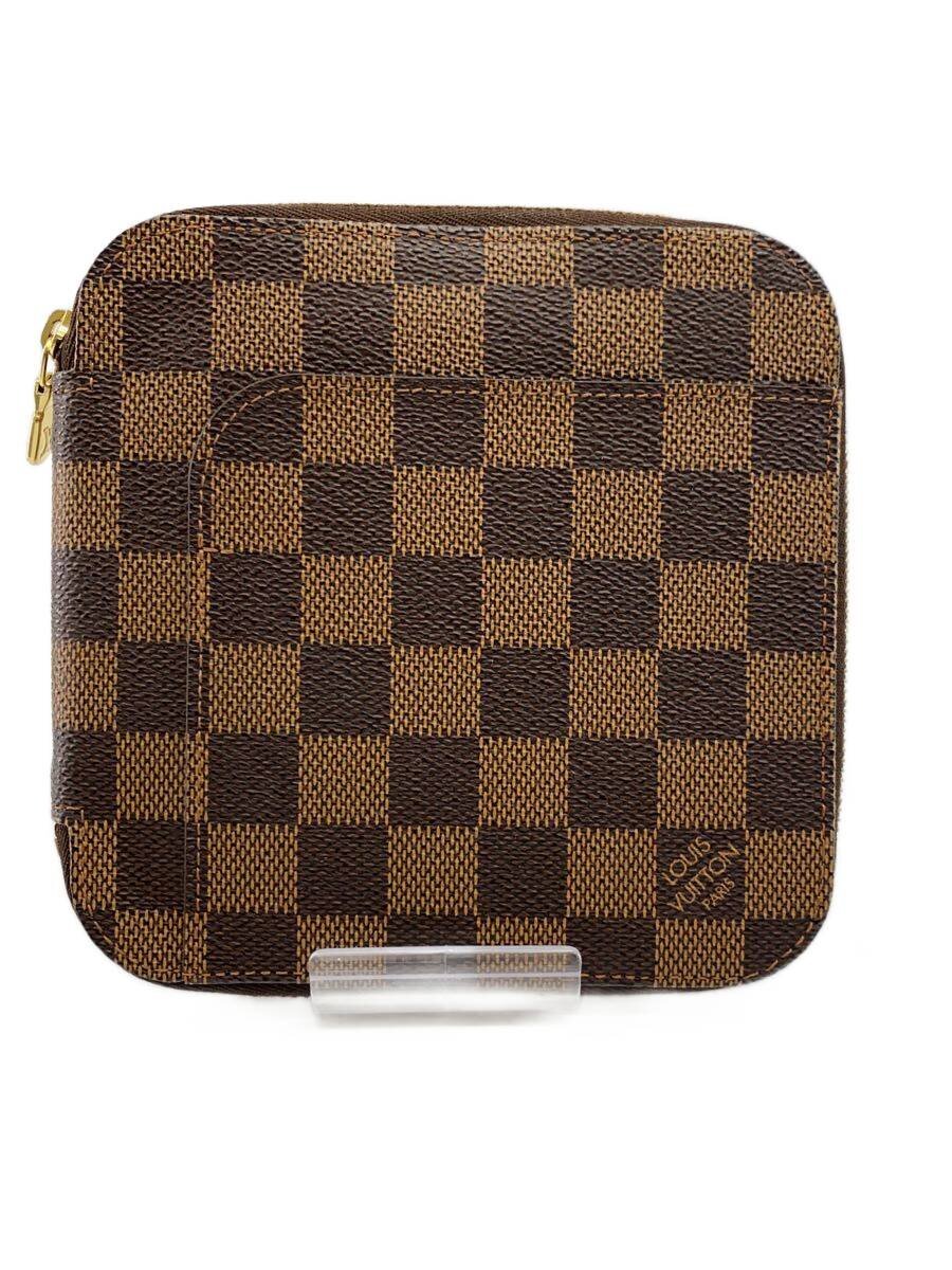 【中古】LOUIS VUITTON◆オーガナイザー・オラフ_ダミエ・エベヌ/レザー/BRW/レディース【服飾雑貨他】