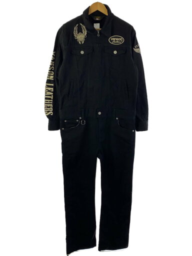 【中古】VANSON◆オールインワン/L/コットン/BLK【メンズウェア】 【中古】VANSON◆オールインワン/L/コットン/BLK【メンズウェア】