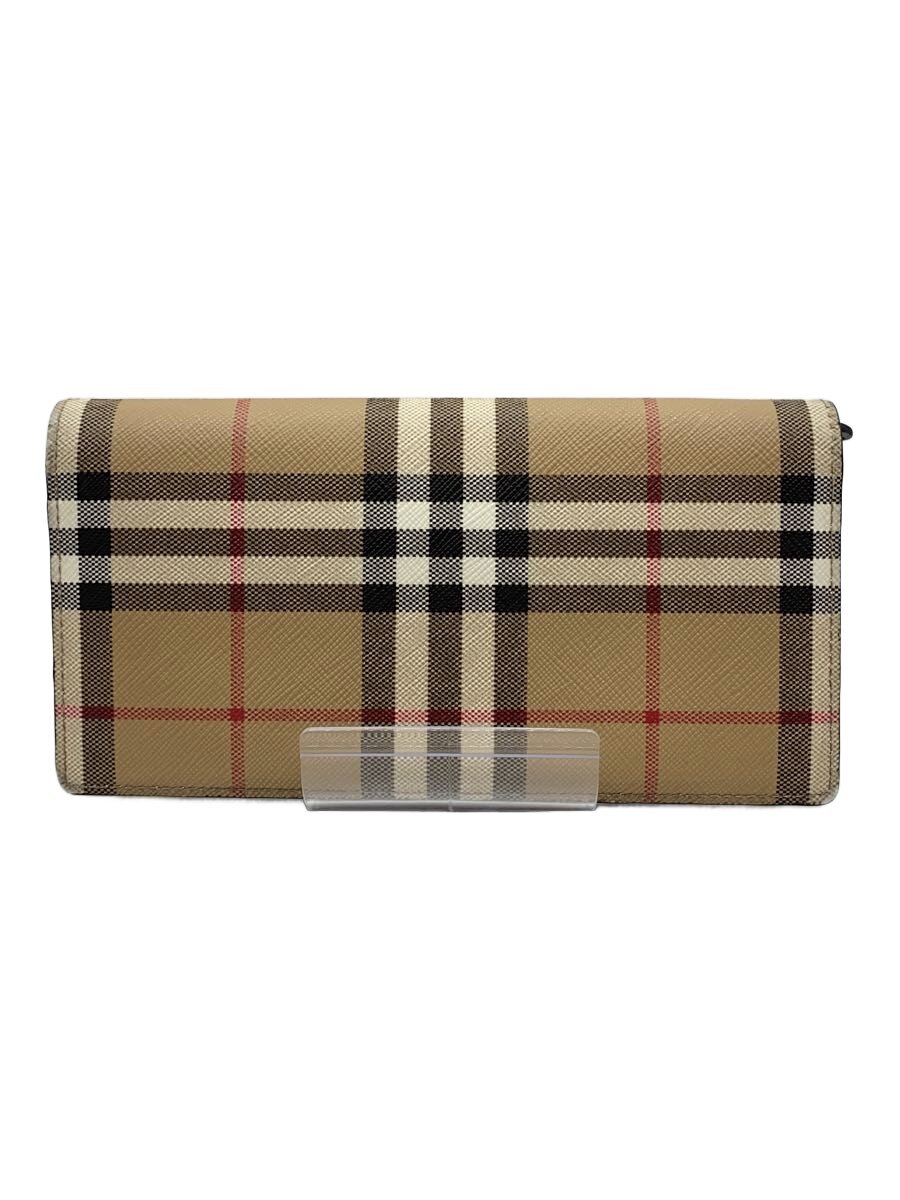 【中古】BURBERRY◆長財布/PVC/BEG/タータンCK/メンズ/8065640 A7026【服飾雑貨他】