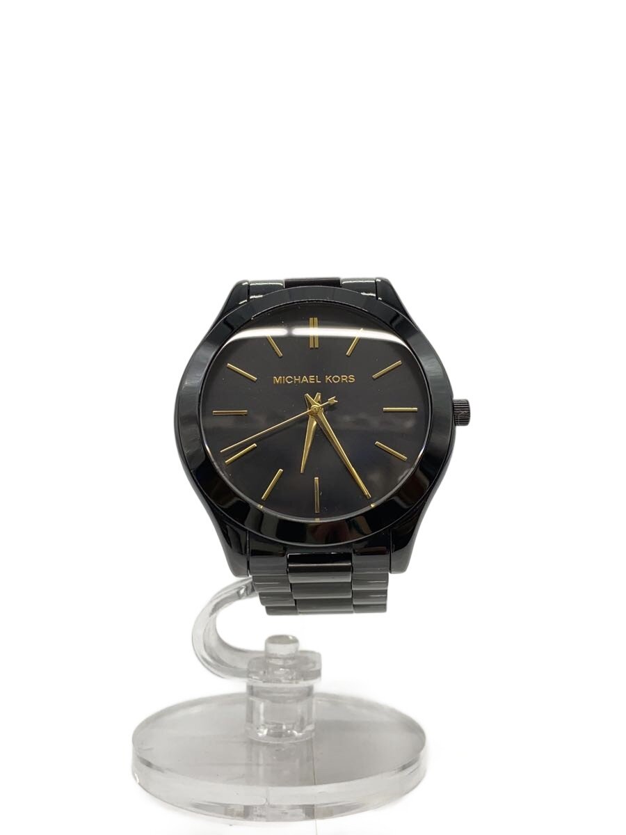 【中古】MICHAEL KORS◆クォーツ腕時計/アナログ/ステンレス/BLK/BLK/MK-3221//【服...