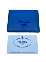 【中古】PRADA◆カードケース/牛革/BLU/レディース【服飾雑貨他】