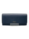 【中古】FURLA◆長財布/--/NVY/無地/レ