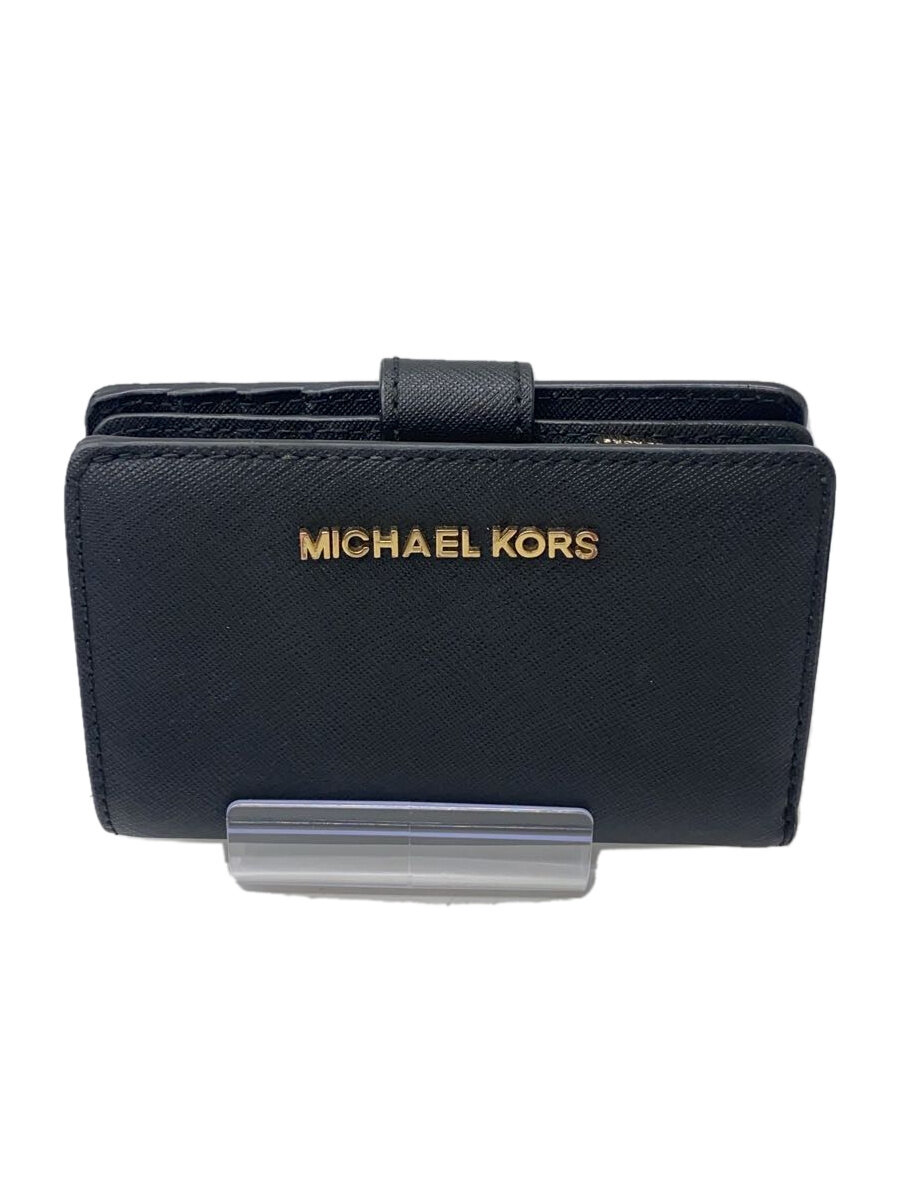 【中古】MICHAEL KORS◆2つ折り財布/--/BLK/無地/レディース/35f7gtvf2l【服飾雑貨他】