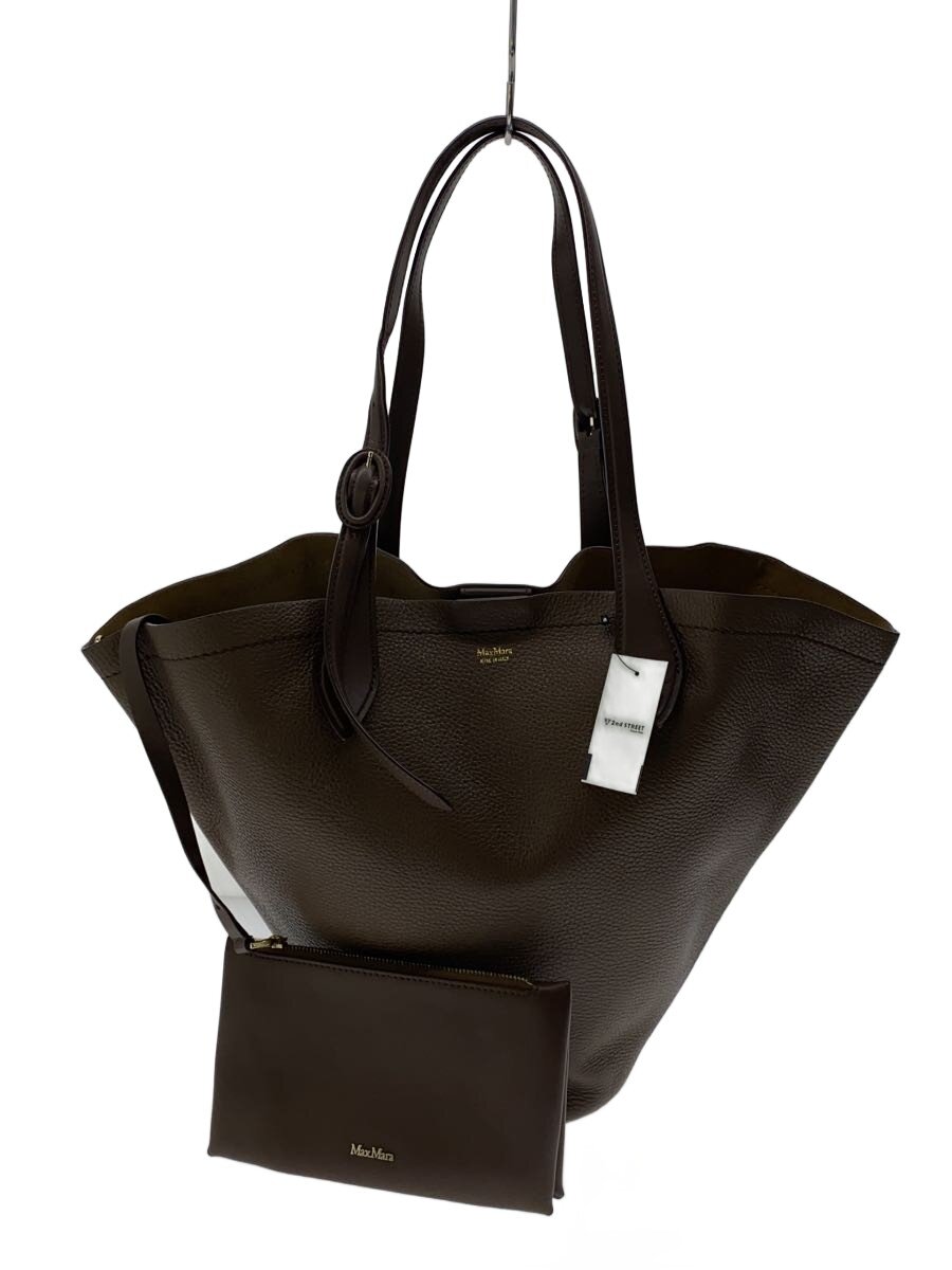 【中古】MAX MARA◆トートバッグ/レザー/BRW【バッグ】