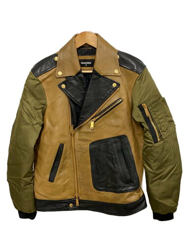 【中古】DSQUARED2◆切替/ダブルライダースジャケット/50/レザー/CML【メンズウェア】 【中古】DSQUARED2◆切替/ダブルライダースジャケット/50/レザー/CML【メンズウェア】