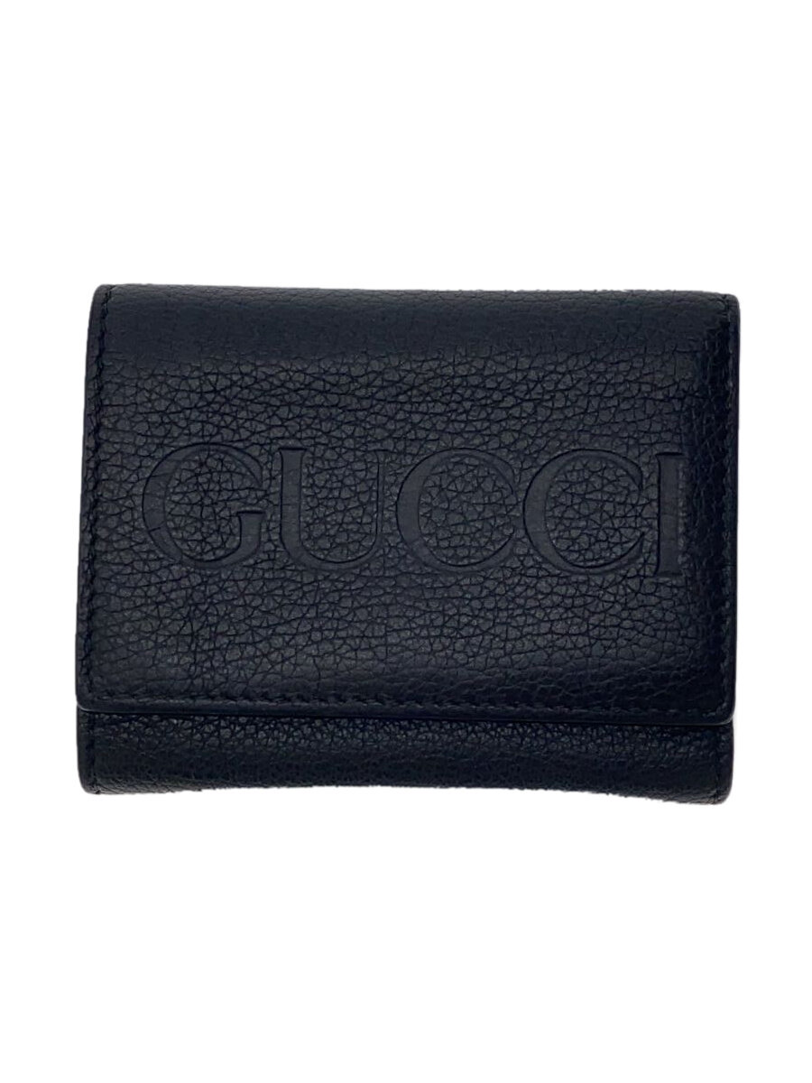 【中古】GUCCI◆3つ折り財布/レザー/BLK/メンズ/731694【服飾雑貨他】