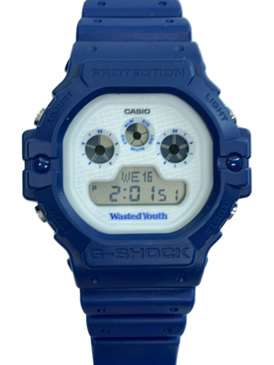 【中古】CASIO◆クォーツ腕時計/デジタル/ラバー/WHT/BLU/DW-5900WY//【服飾雑貨他】