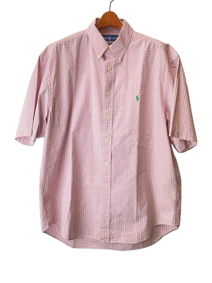 【中古】RALPH LAUREN◆半袖シャツ/L/コットン/PNK/チェック【メンズウェア】
