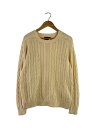 【中古】LANDS END◆ニット・セーター(厚手)/L/コットン/CRM【メンズウェア】