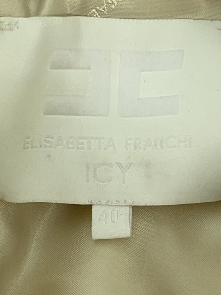 【中古】ELISABETTA FRANCHI◆ダウンジャケット/40/ポリエステル/CRM/PI052 6224【レディースウェア】