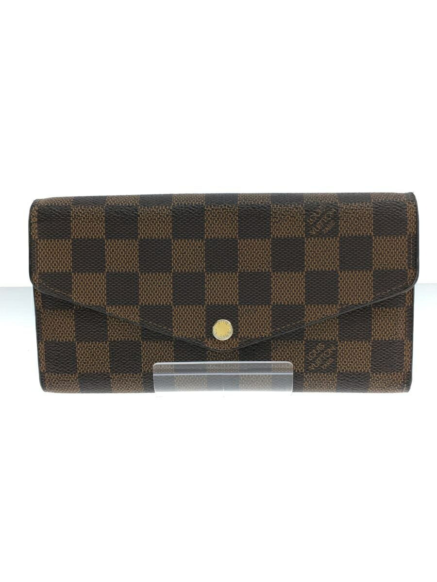 【中古】LOUIS VUITTON◆2)ポルト・フォイユ・サラ_ダミエ・エベヌ_BRW_ブラウン/PVC/BRW/メンズ【服飾雑貨他】