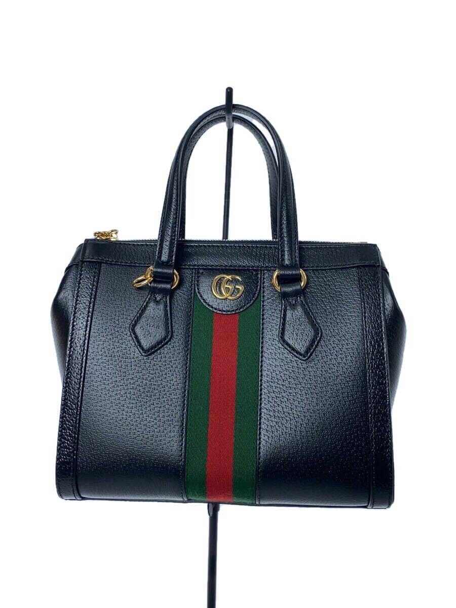 GUCCI - 【中古】GUCCI◆スモール・トートバッグ_オフィディア/レザー/BLK【バッグ】