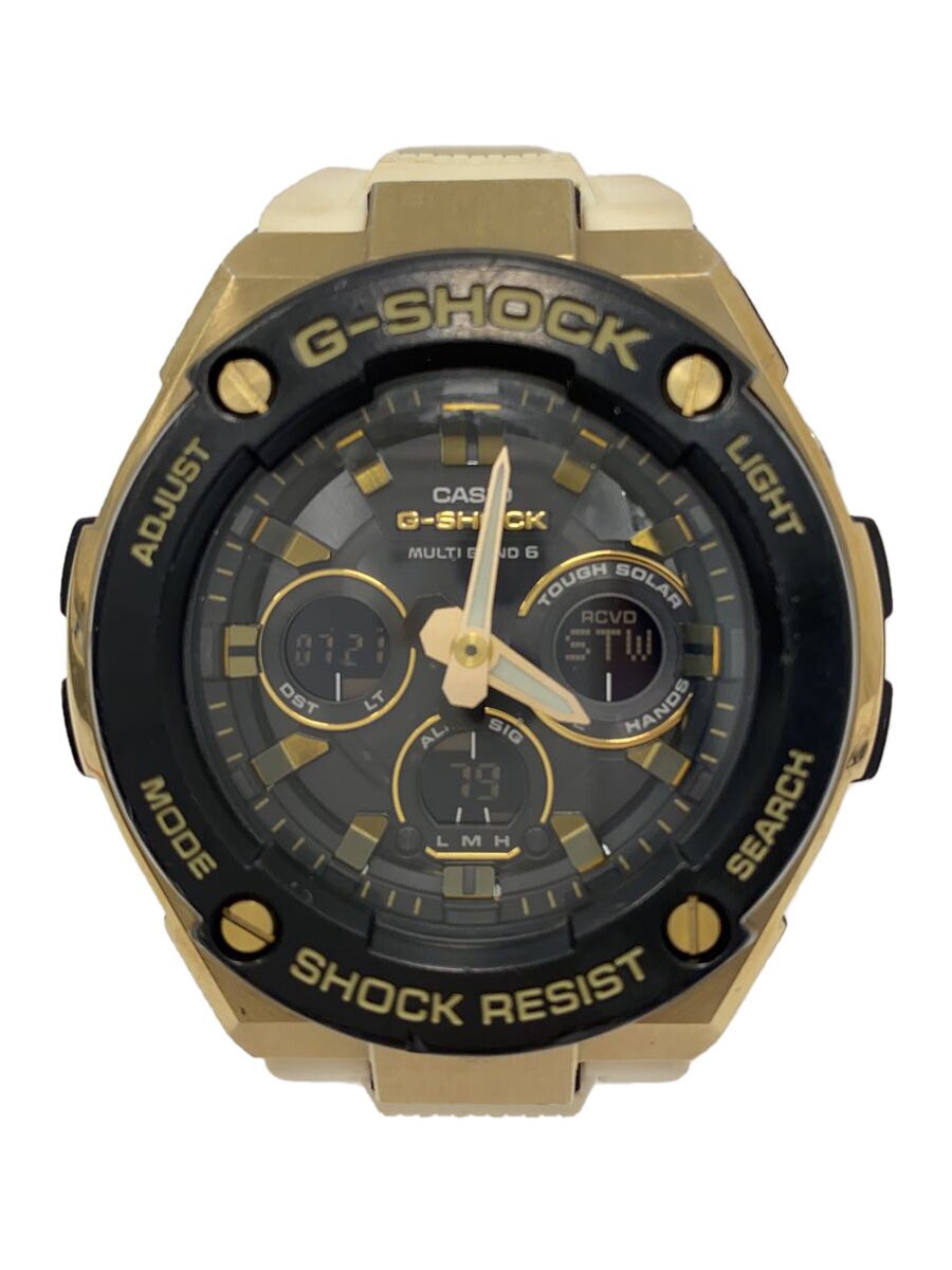 【中古】CASIO◆ソーラー腕時計・G-SHOCK/デジアナ/BLK/WHT【服飾雑貨他】