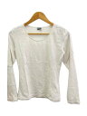 【中古】ISSEY MIYAKE FETE◆透かし柄長袖カットソー/2/ナイロン/WHT/JK031【レディースウェア】