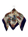 【中古】HERMES◆カレ/LES FETES DU ROI SOLEIL/スカーフ/シルク/BLU【服飾雑貨他】(4)