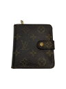 【中古】LOUIS VUITTON◆コンパクト・ジップ_モノグラム・キャンバス_BRW/PVC/BRW/レディース【服飾雑貨他】