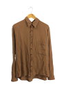 【中古】EDIT CLOTHING◆長袖シャツ/3/リネン/BRW/無地/エディットクロージング/Linen natural shirt【メンズウェア】