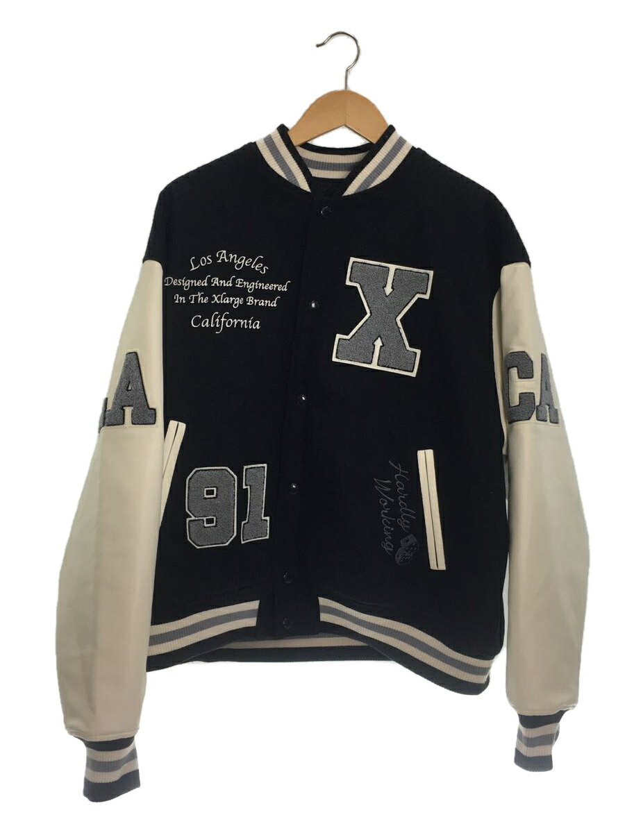 【中古】X-LARGE◆OG LOGO VARSITY JACKET/スタジャン/L/ウール/BLK/101234021009【メンズウェア】