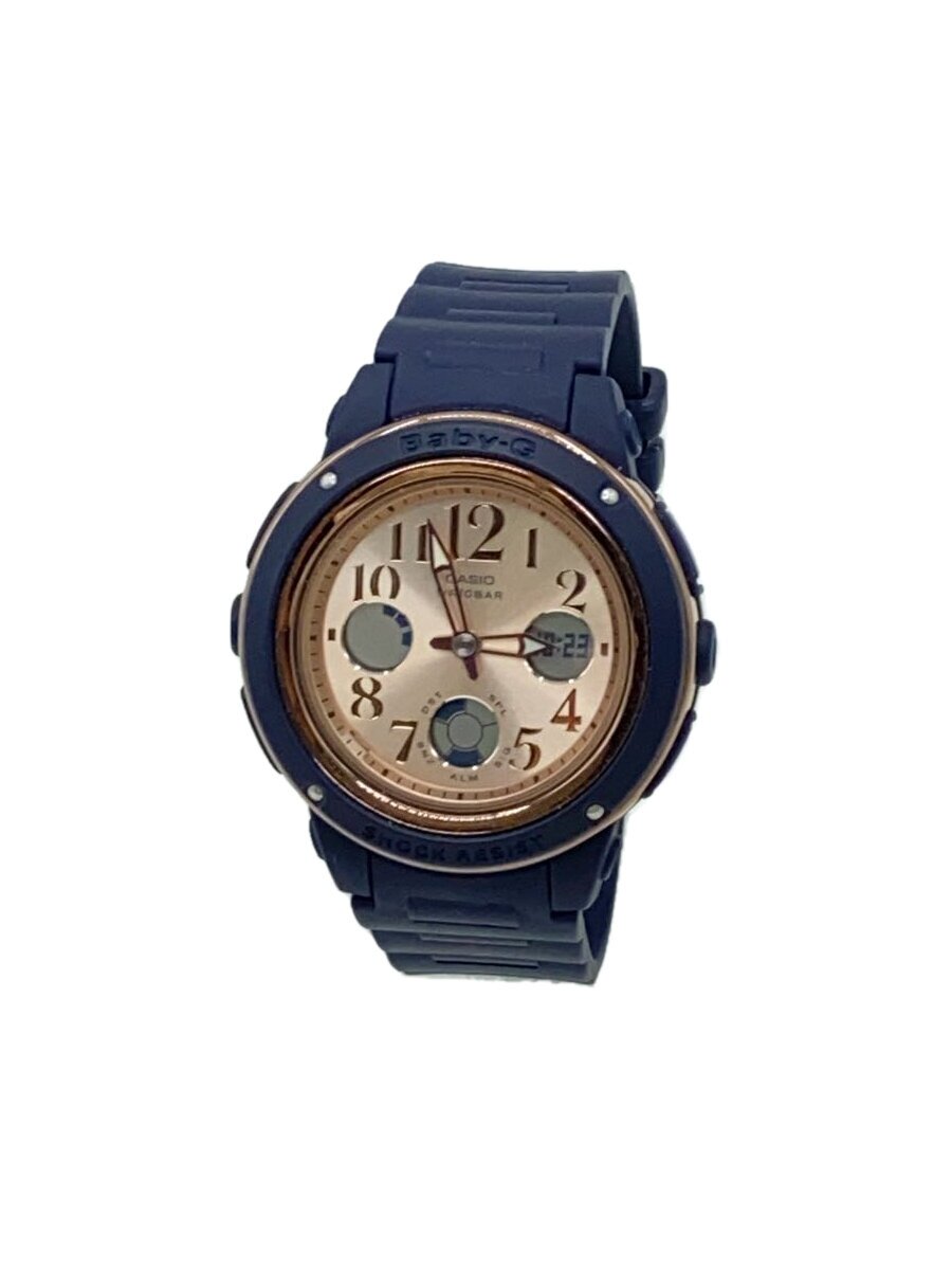 【中古】CASIO◆クォーツ腕時計/デジアナ/ラバー/GLD/NVY/BGA-150PG【服飾雑貨他】