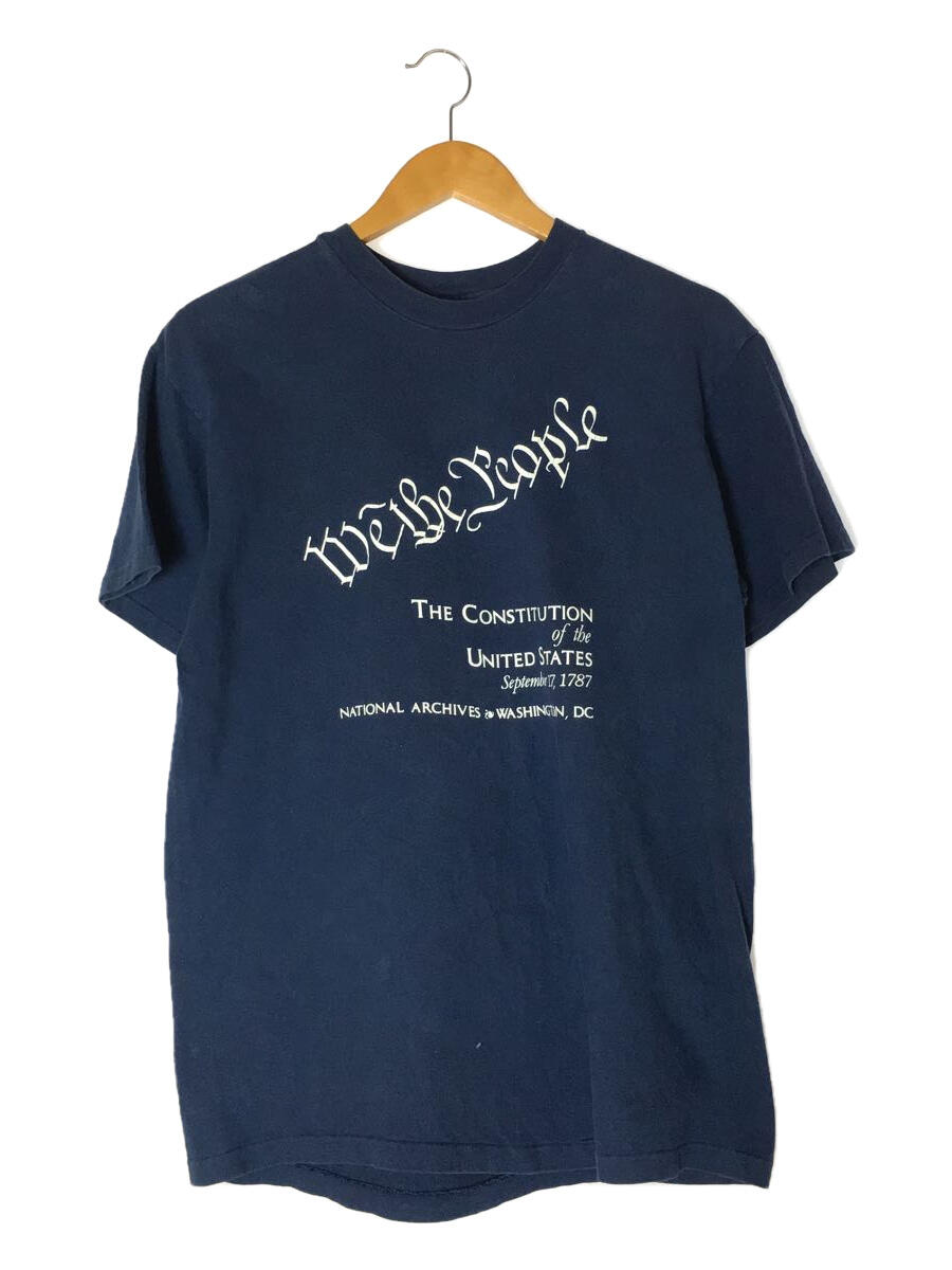 【中古】Hanes◆90s/USA製/beefy-t/アメリカ合衆国憲法/メッセージTシャツ/袖シングル/L【メンズウェア】