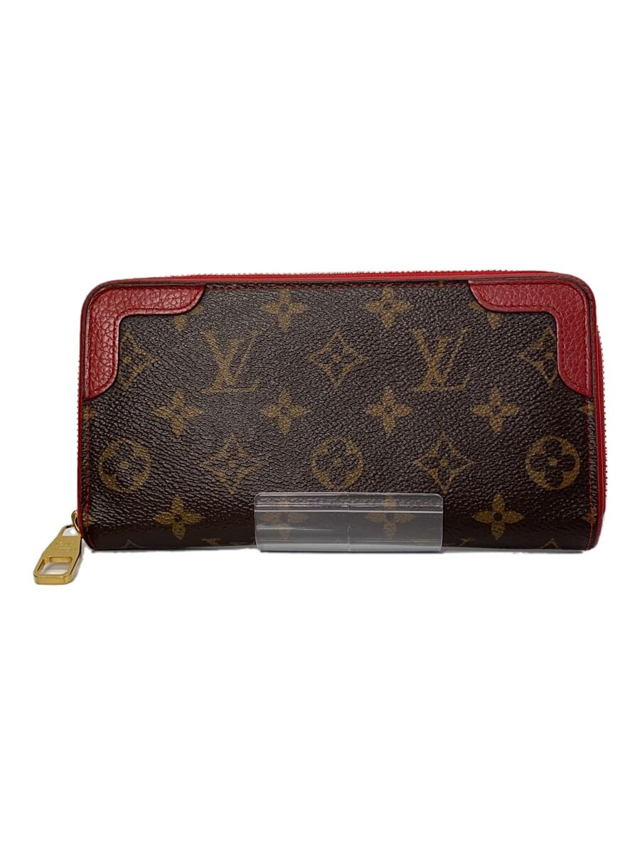 【中古】LOUIS VUITTON◆ジッピー・ウォレット・レティーロ_モノグラム・キャンバス_BRW_スリーズ/PVC/BRW/レディース【服飾雑貨他】