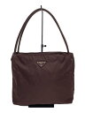 【中古】PRADA◆トートバッグ/ナイロン/BRW/無地/三角ロゴプレート【バッグ】(4)