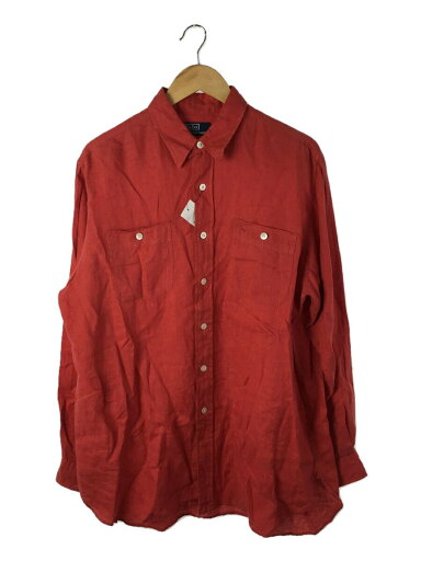 【中古】POLO RALPH LAUREN◆長袖シャツ/L/リネン/RED【メンズウェア】 【中古】POLO RALPH LAUREN◆長袖シャツ/L/リネン/RED【メンズウェア】