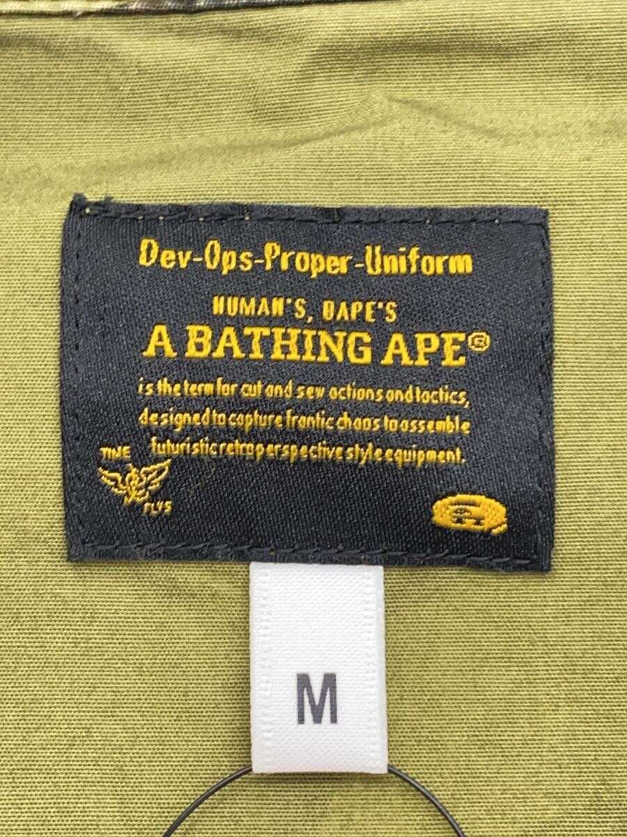 【中古】A BATHING APE◆ミリタリーシャツジャケット/M/コットン/カーキ/カモフラ/001SHK301012M/使用感あり【メンズウェア】