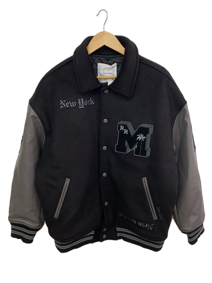 【中古】re:room◆スタジャン/M/ウール/BLK【メンズウェア】