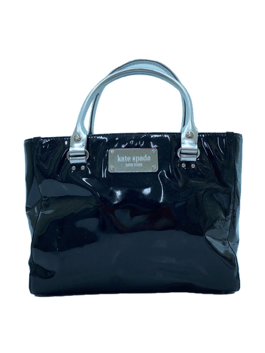 【中古】kate spade new york◆282209/トートバッグ/PVC/ブラック/黒/エナメル/無地/水玉/ドット【バッグ】