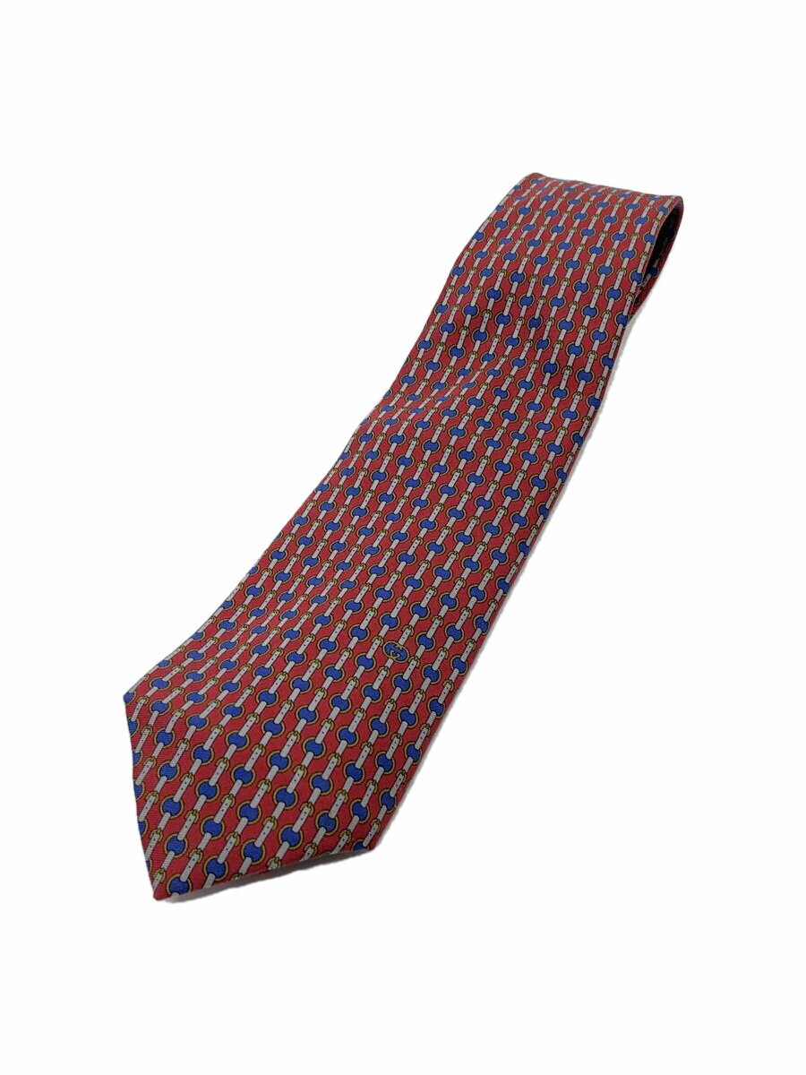 【中古】GUCCI◆ネクタイ/シルク/RED/総柄/メンズ【服飾雑貨他】
