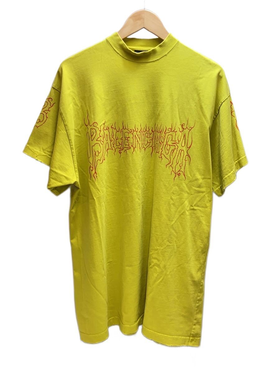 BALENCIAGA◆24SS/DARKWAVE/Tシャツ/L/コットン/YLW/総柄/739028/ヨゴレ・穴有//